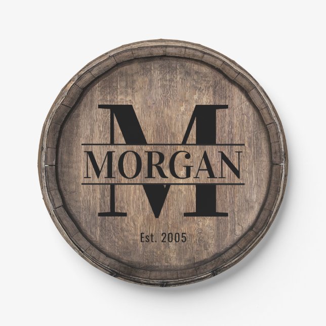 Plato De Papel Monograma Nombre de familia de cosecha inicial Fau (Anverso)