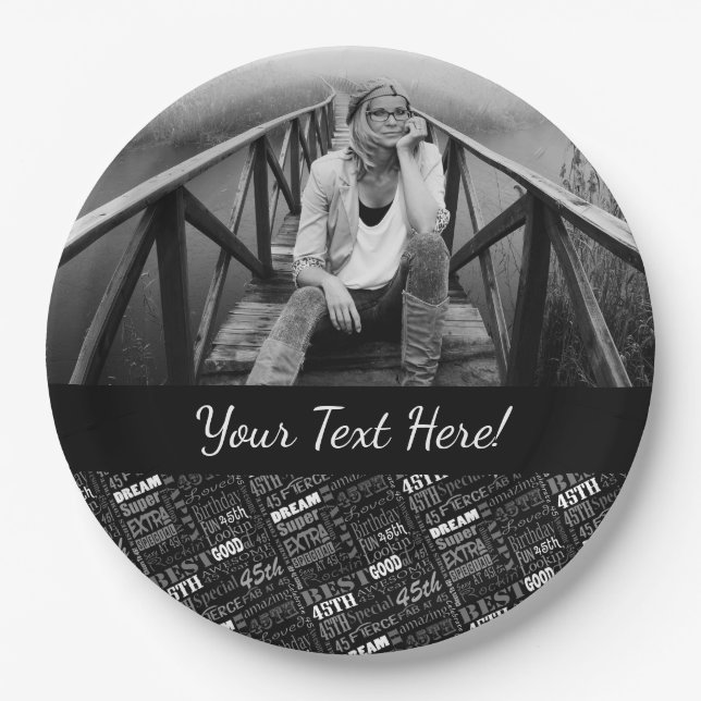 Plato De Papel Monograma personalizado de fiesta de cumpleaños nú (Anverso)