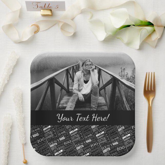 Plato De Papel Monograma personalizado de la fiesta de cumpleaños (Boda)