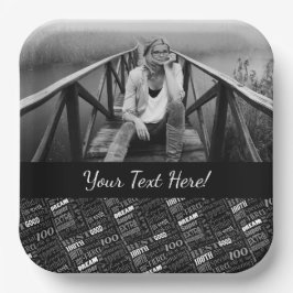 Plato De Papel Monograma personalizado de la fiesta de cumpleaños