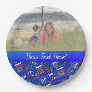 Plato De Papel Monograma personalizado del Fiesta de cumpleaños n