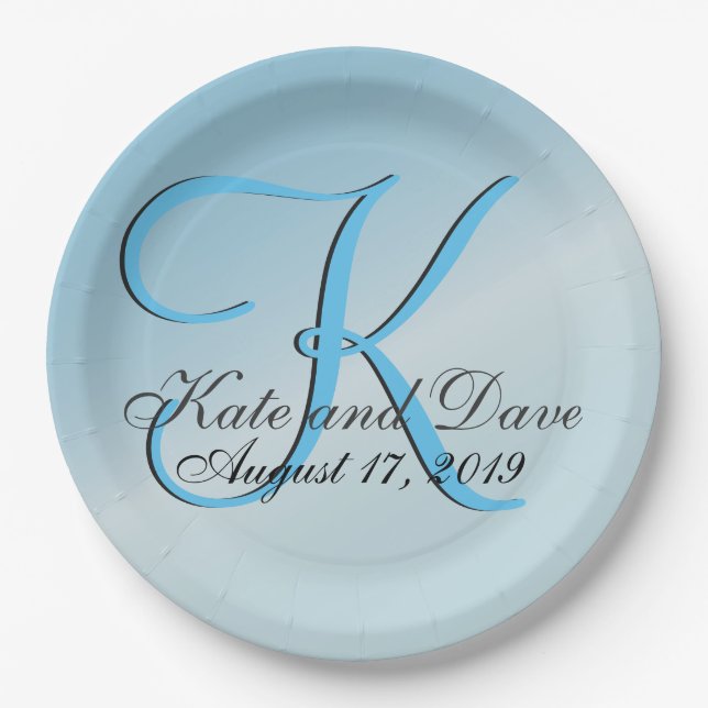 Plato De Papel Monograma Placa de papel Guay Aquamarine Fab (Anverso)