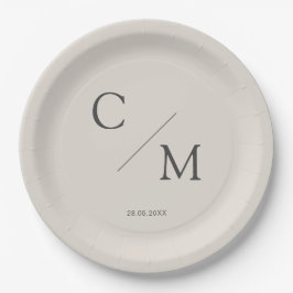 Plato De Papel Monograma simple y elegante