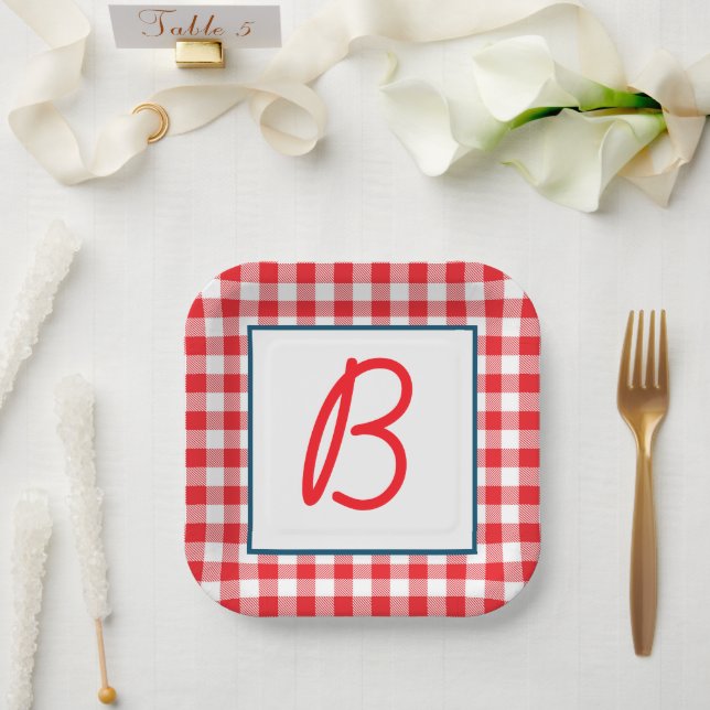 Plato De Papel Monogramado de Buffalo (Boda)