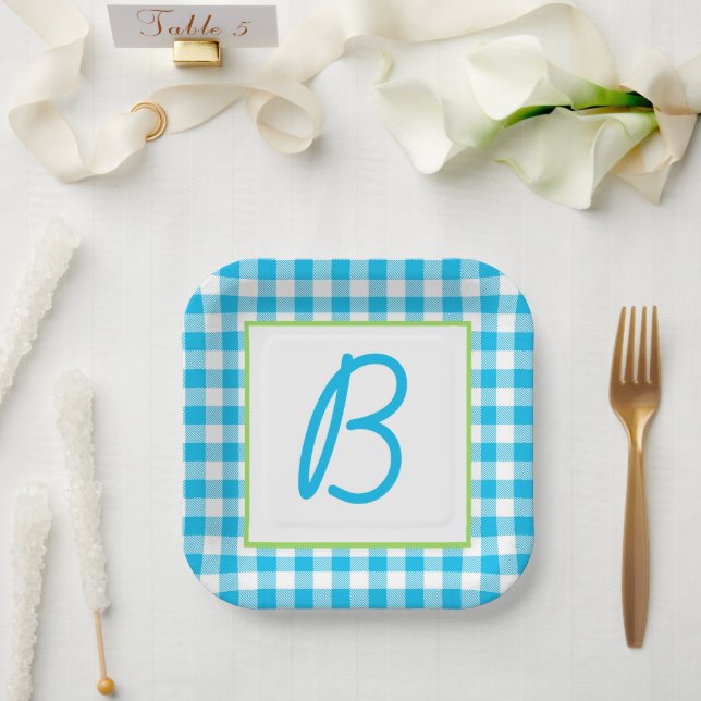 Plato De Papel Monogramado de Buffalo (Boda)