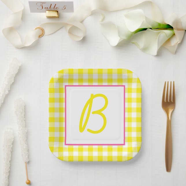 Plato De Papel Monogramado de Buffalo (Boda)