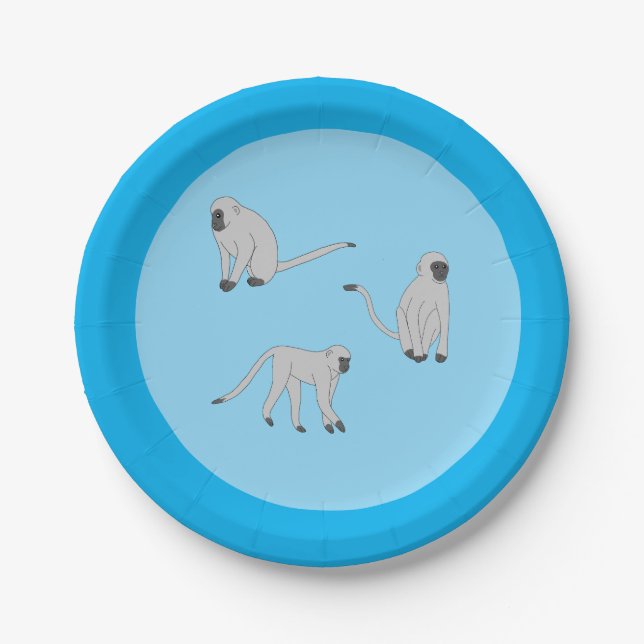 Plato De Papel Monos de terciopelo (Anverso)