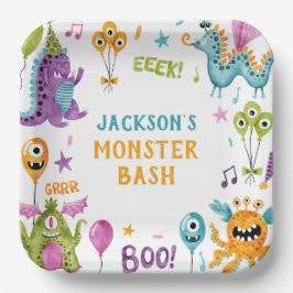 Plato De Papel Monster Bash Little Monster Birday Party