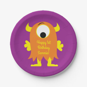 Plato De Papel Monster Cute Kids Fiesta de cumpleaños