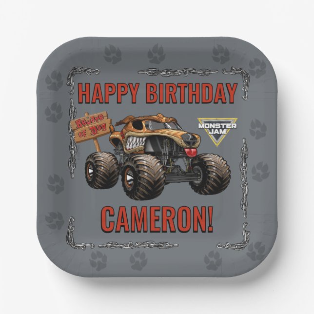 Plato De Papel Monster Jam - Cumpleaños de Monster Mutt (Anverso)