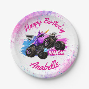 Plato De Papel Monster Jam - Cumpleaños Sparkle Smash