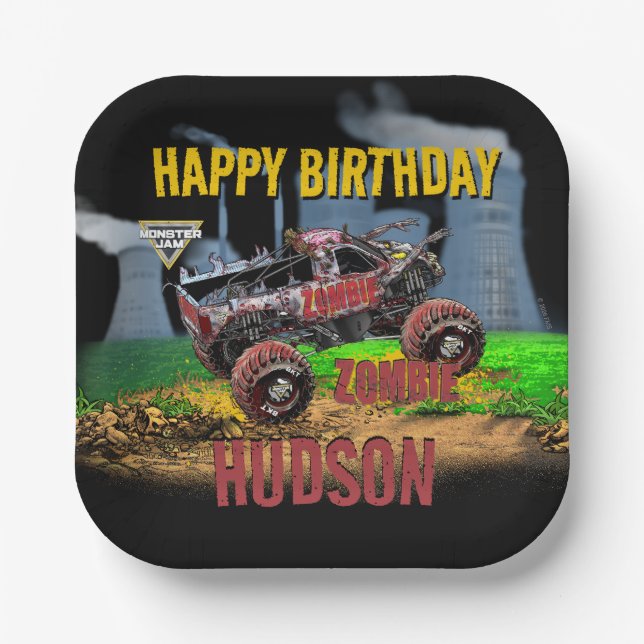 Plato De Papel Monster Jam - Cumpleaños Zombie (Anverso)