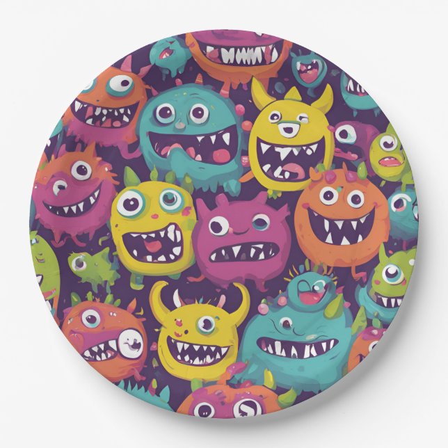 Plato De Papel Monster Mash Placas (Anverso)