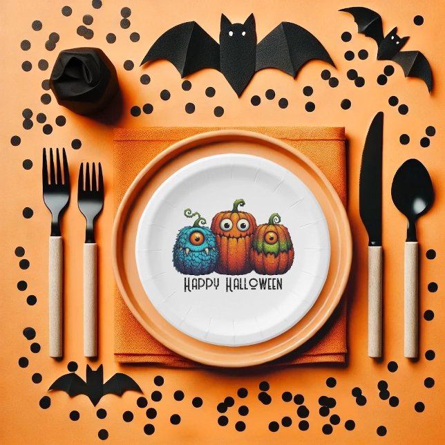 Plato De Papel Monster Pumkins (A not so scary Halloween for the kids!)