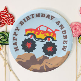 Plato De Papel Monster Truck Boy Birthday Party
