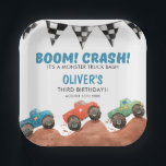 Plato De Papel Monster Truck Colorful Cars Birthday<br><div class="desc">These fun birthday party paper plates features colorful monster trucks. Designed by Thisisnotme©</div>
