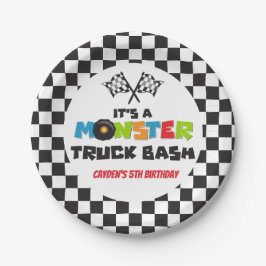 Plato De Papel Monster Truck cumpleaños