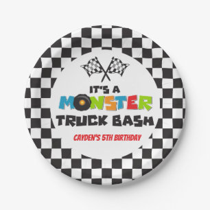 Plato De Papel Monster Truck cumpleaños