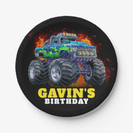 Plato De Papel Monster Truck fiesta de cumpleaños personalizada