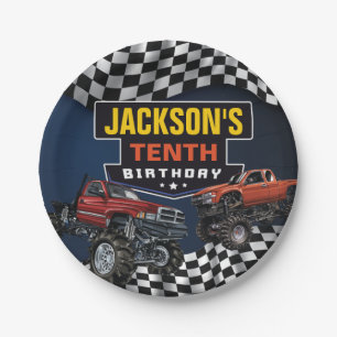 Plato De Papel Monster Truck Jam Fiesta de Cumpleaños, Cualquier