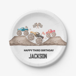 Plato De Papel Monster Truck no me puede atrapar Soy TRES Invitac