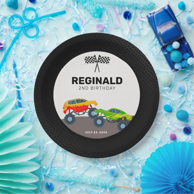 Plato De Papel Monster Truck Placas de papel de cumpleaños (Fiesta)