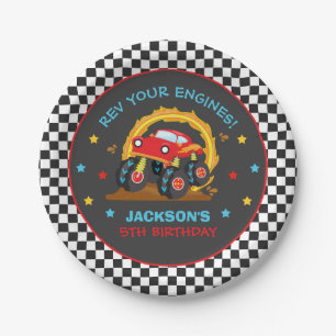 Plato De Papel Monster Truck Rally Birthday Party Decorations