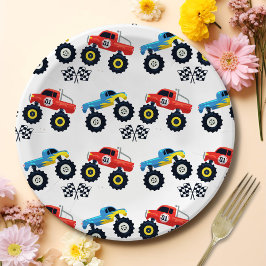 Plato De Papel Monster Truck Rally Birthday Party Paper Placas