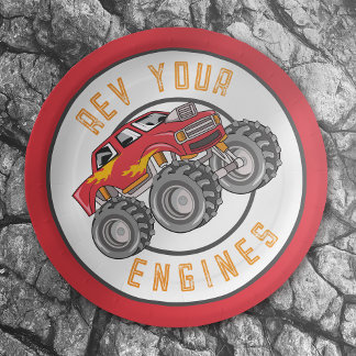 Plato De Papel Monster Truck Rev Your Engines Birthday Party