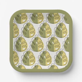 Plato De Papel Monstera Leaves – Green