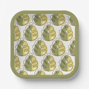 Plato De Papel Monstera Leaves – Green