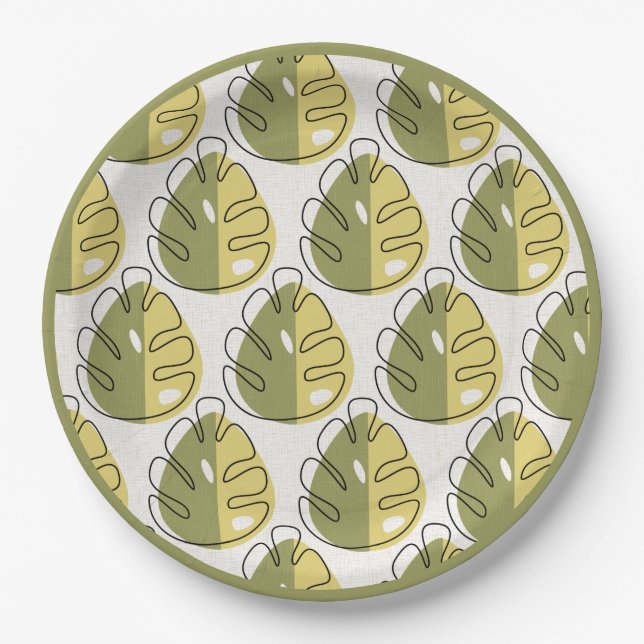 Plato De Papel Monstera Leaves – Green (Anverso)