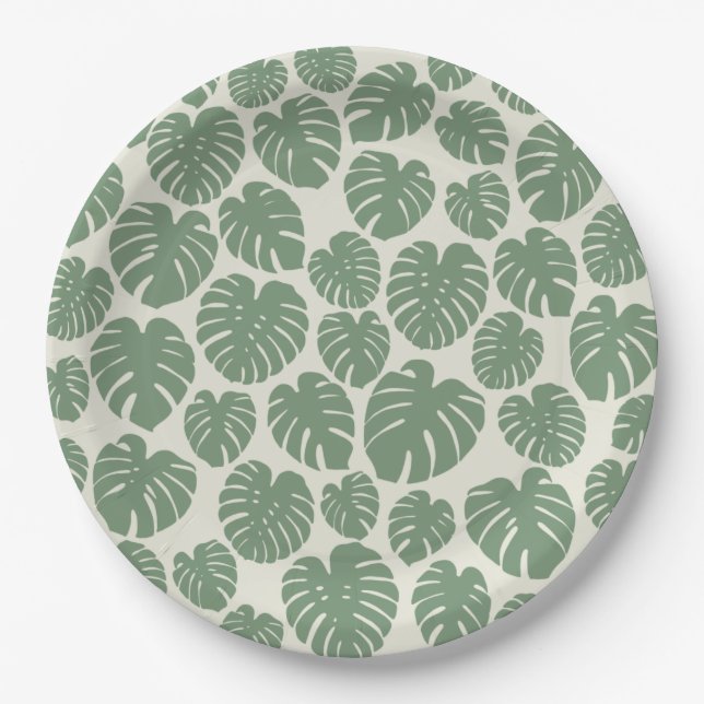 Plato De Papel Monstera - Verde (Anverso)