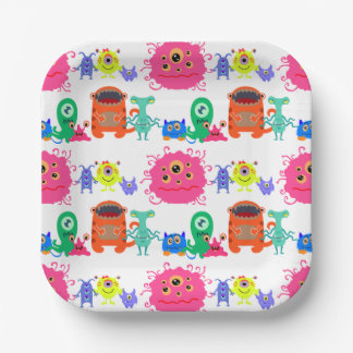 Plato De Papel Monstruo de colores alegres