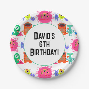 Plato De Papel Monstruo de colores brillantes personalizado