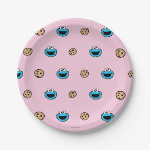 Plato De Papel Monstruo de cookie y patrón rosado de cocina