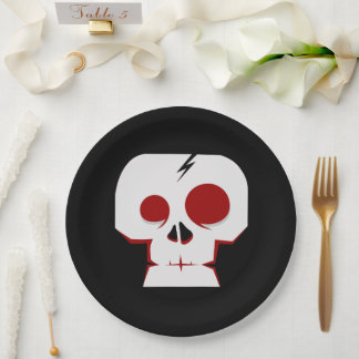 Plato De Papel Monstruo de dibujos animados de cráneo divertido