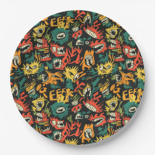 Plato De Papel Monstruo de grafiti Eek negro Halloween