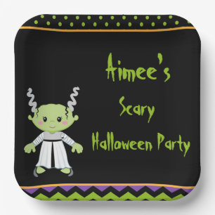 Plato De Papel Monstruo de Halloween Chica fiesta de Halloween