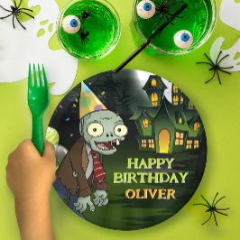 Plato De Papel Monstruo de los niños de cumpleaños zombi