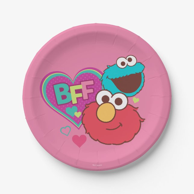 Plato De Papel Monstruo Elmo y Cookie - BFF (Anverso)