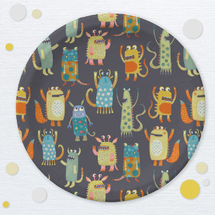 Plato De Papel Monstruos de Cute