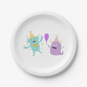 Plato De Papel Monstruos de Fiesta divertidos