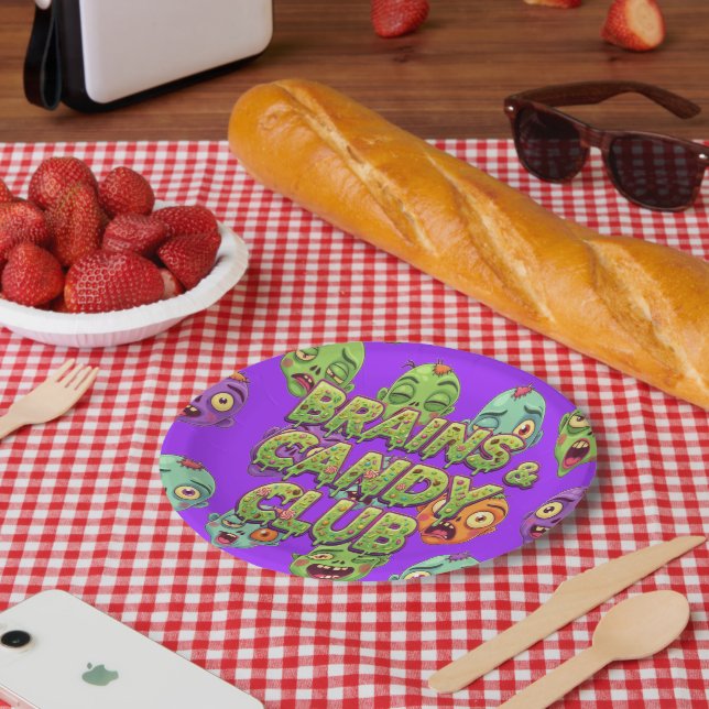 Plato De Papel Monstruos Divertidos Zombies Para Halloween (Picnic)