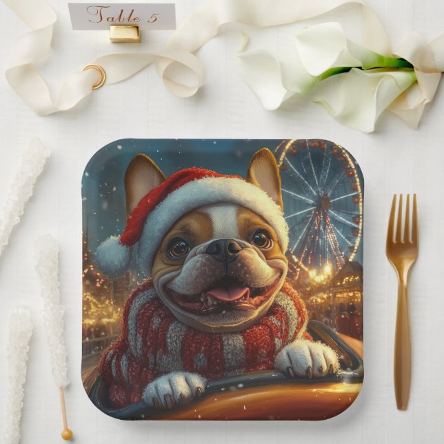 Plato De Papel Montaña Rusa Perro Boxer Navidad (Boda)