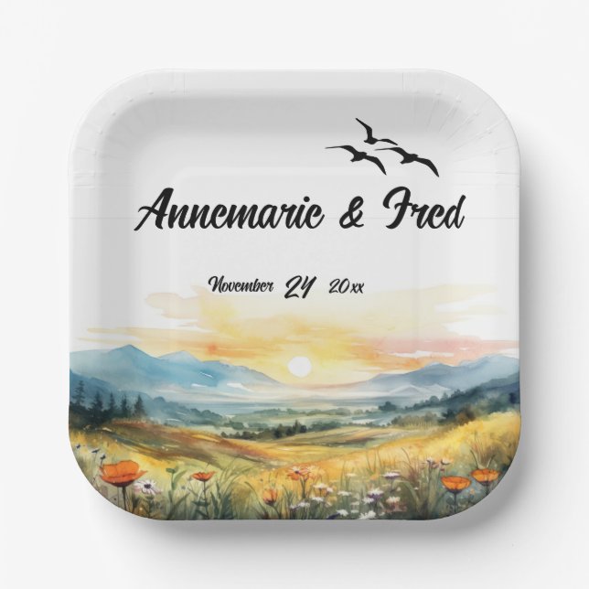 Plato De Papel Montaña Rustic Outdoor (Anverso)