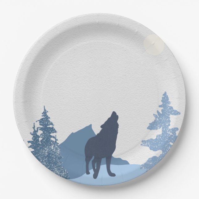 Plato De Papel Montaña Wolf (Anverso)