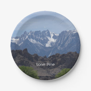 Plato De Papel Montañas coronadas de nieve de Lone Pine