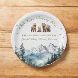 Plato De Papel Montañas de nieve de invierno: Baby Shower de aven