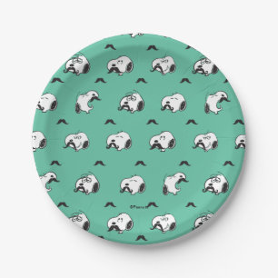 Plato De Papel Montañas de Snoopy y Patrón Verde azulado